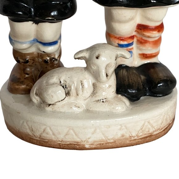 MCM Boy Girl Lamb Figurine Hand Painted Occupied Japan Vintage Repaired READ - Picture 7 of 12